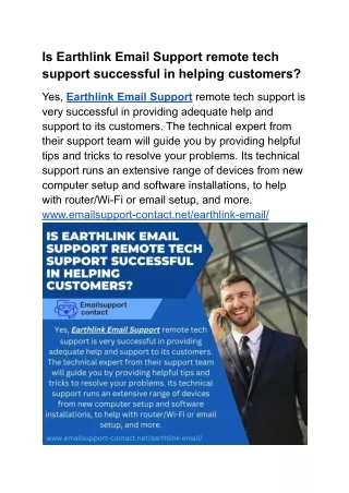 Is Earthlink Email Support remote tech support successful in helping customers?