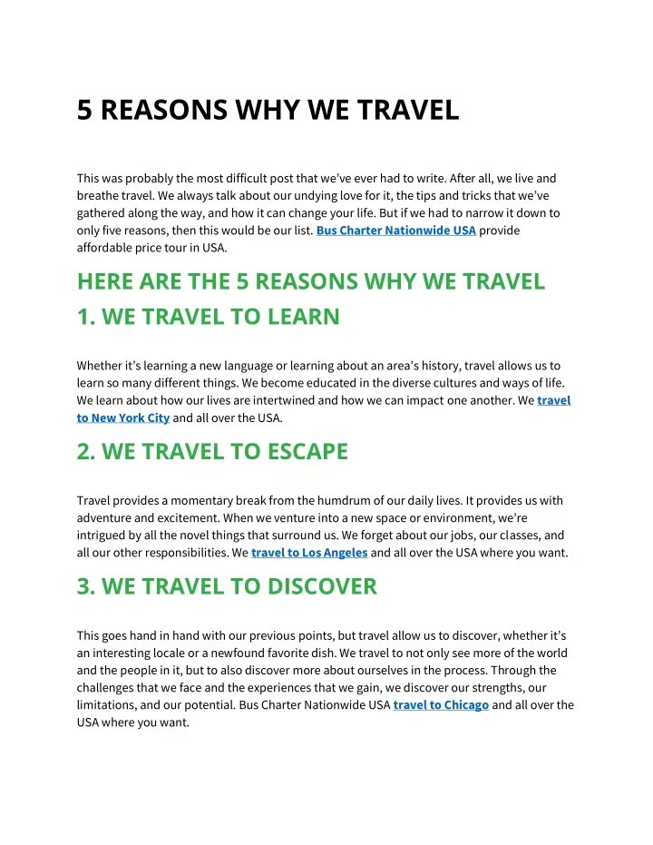 5 reasons why we travel