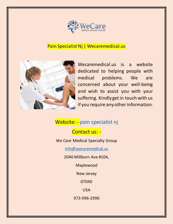 pain specialist nj wecaremedical us