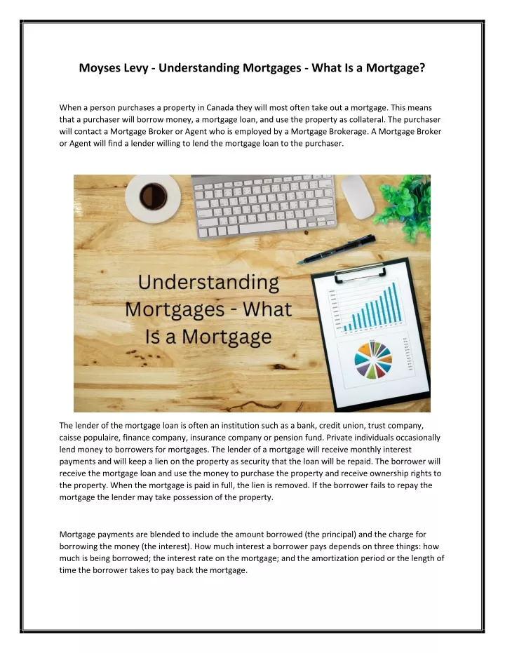 moyses levy understanding mortgages what