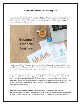 Moyses Levy - Become A Financial Engineer