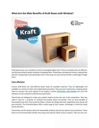 What Are the Main Benefits of Kraft Boxes with Window?