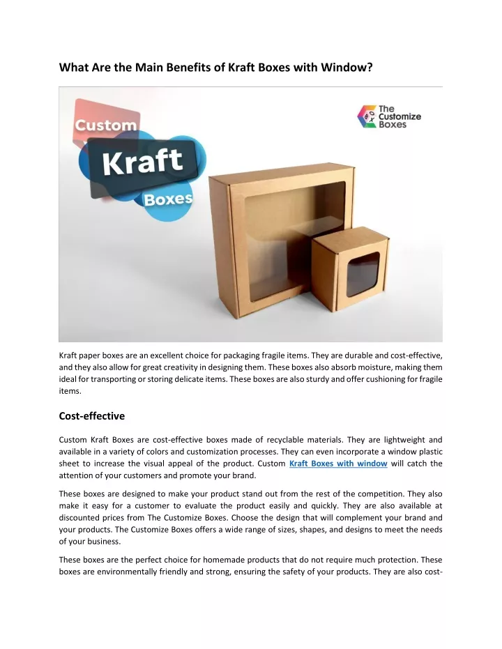 what are the main benefits of kraft boxes with