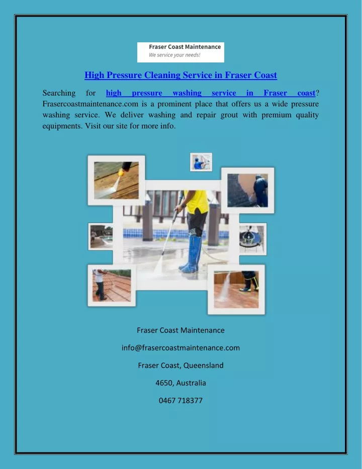 high pressure cleaning service in fraser coast