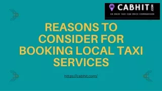 reasons to consider for booking local taxi