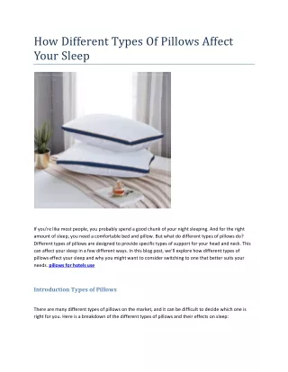 how different types of pillows affect your sleep