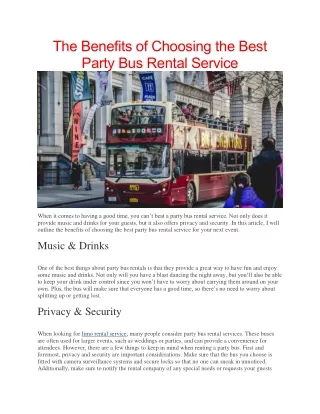 Party bus rental service