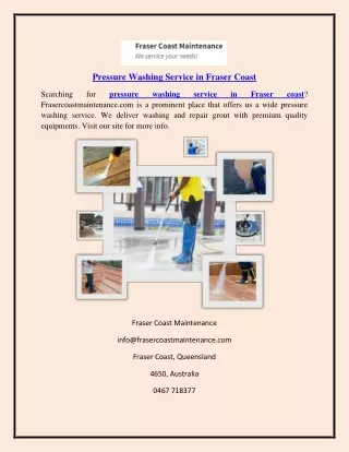 Pressure Washing Service in Fraser Coast  Frasercoastmaintenance