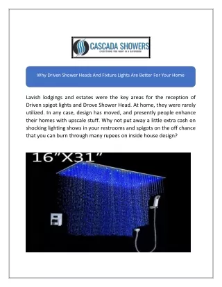why driven shower heads and fixture lights