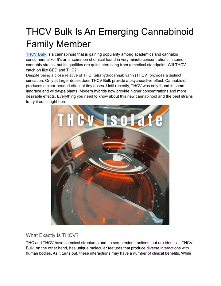 PPT - THCV Bulk Is An Emerging Cannabinoid Family Member PowerPoint ...