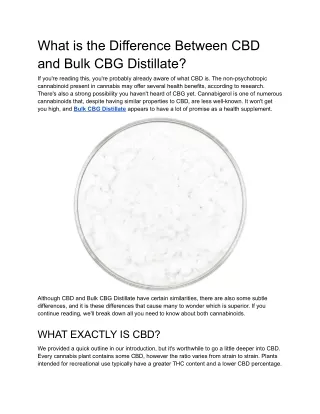 What is the Difference Between CBD and Bulk CBG Distillate
