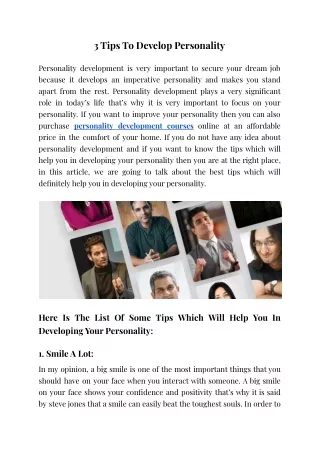3 Tips To Develop Personality