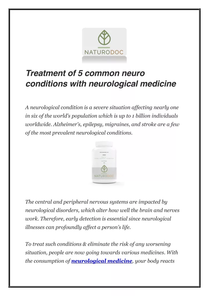 treatment of 5 common neuro conditions with