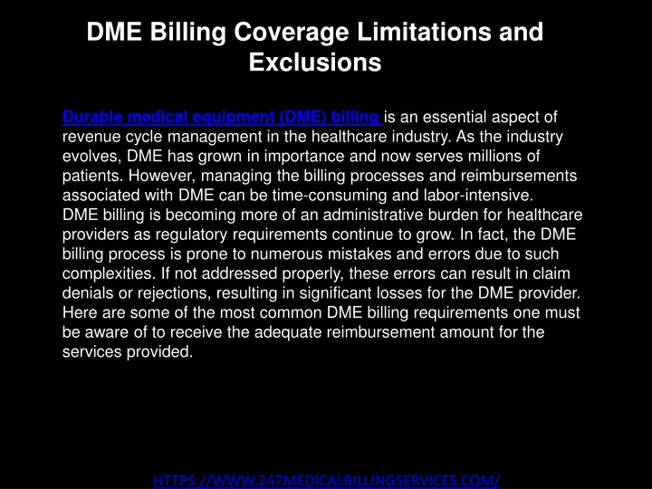 dme billing coverage limitations and exclusions