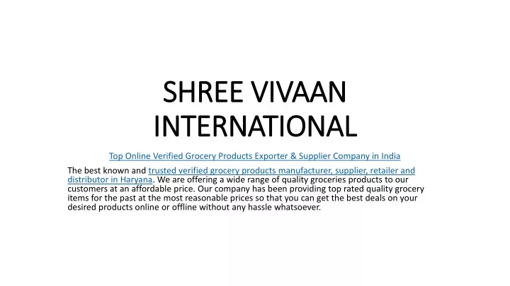 shree vivaan international