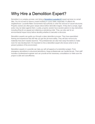 Why Hire a Demolition Expert