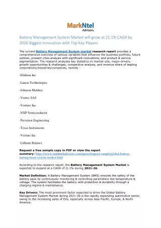 battery management system market will grow