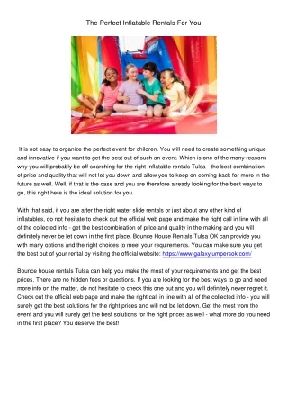 the perfect inflatable rentals for you