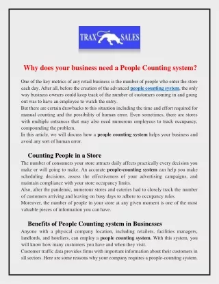 Why does your business need a People Counting system?