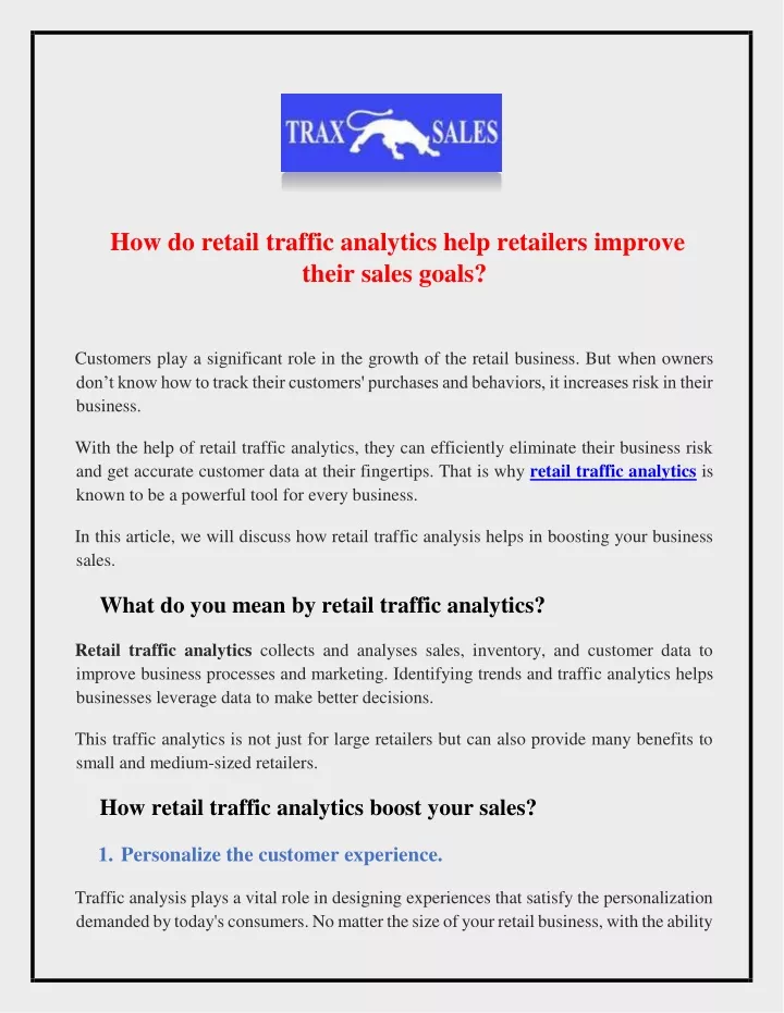 how do retail traffic analytics help retailers