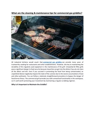 What are the cleaning & maintenance tips for commercial gas griddles