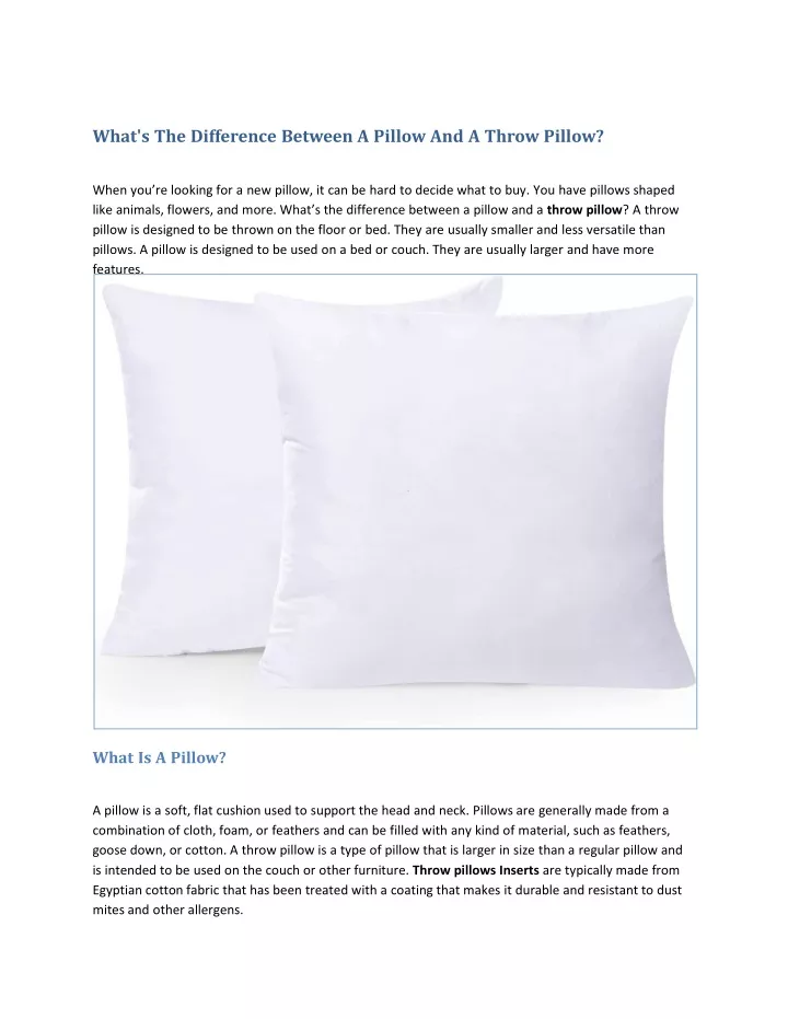 what s the difference between a pillow