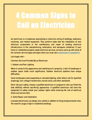 4 Common Signs to Call an Electrician