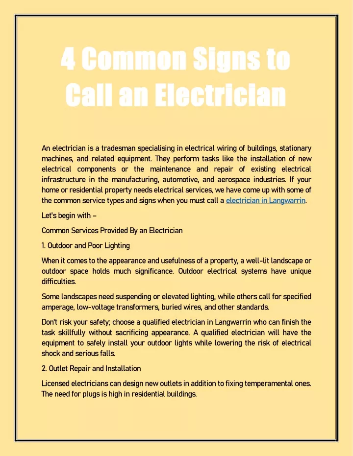 4 common signs to 4 common signs to call