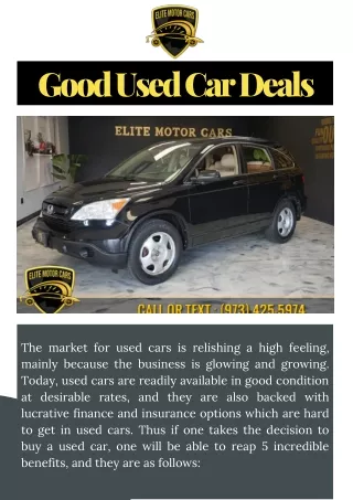 Get The Good Used Car Deals In New Jersey | Elite Motor Cars