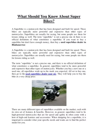 What Should You Know About Super Bikes