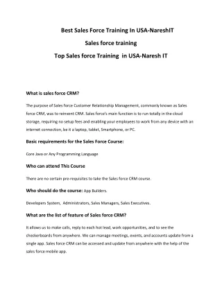 Best Sales Force Training in Hyderabad - NareshIT