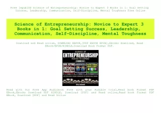 Free [epub]$$ Science of Entrepreneurship Novice to Expert 3 Books in 1 Goal Setting Success  Leadership  Communication