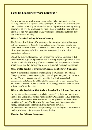 canadas leading software company