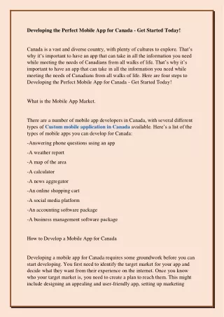 developing the perfect mobile app for canada
