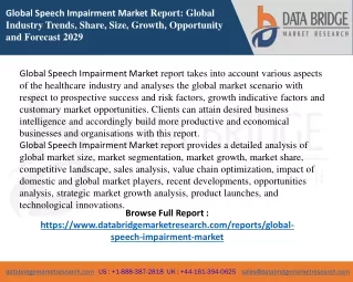 global speech impairment market report global