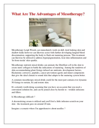 what are the advantages of mesotherapy