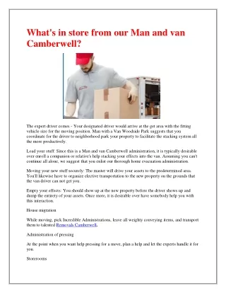 what s in store from our man and van camberwell