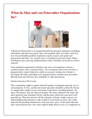 what do man and van peterculter organizations do