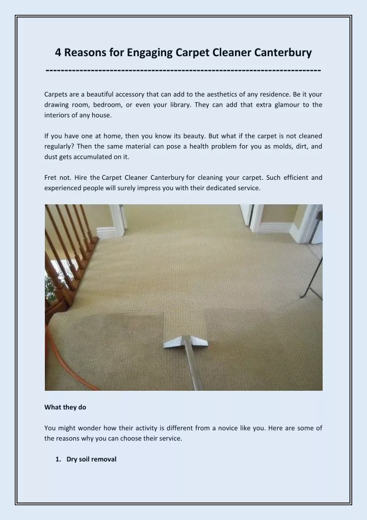 4 reasons for engaging carpet cleaner canterbury