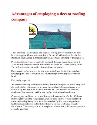 advantages of employing a decent roofing company