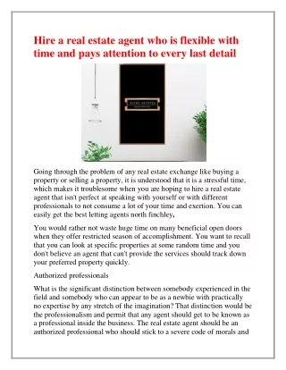 hire a real estate agent who is flexible with