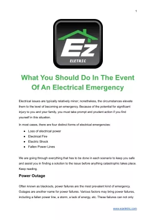 What You Should Do In The Event Of An Electrical Emergency