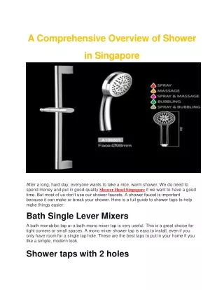 A Comprehensive Overview of Shower in Singapore