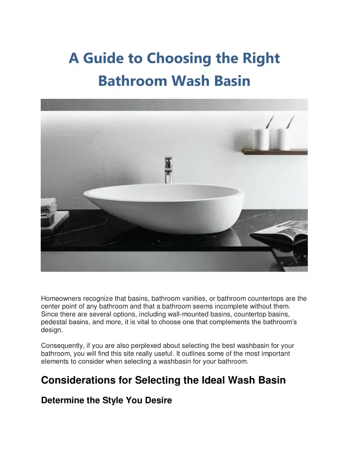 a guide to choosing the right bathroom wash basin