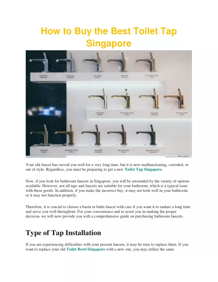 how to buy the best toilet tap singapore