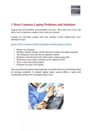 3 most common laptop problems and solutions
