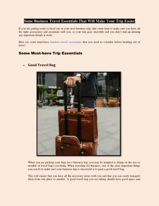 Some Business Travel Essentials That Will Make Your Trip Easier