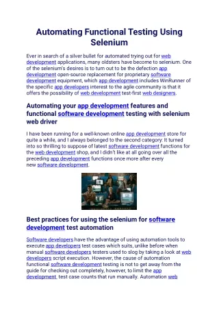 automating functional testing using selenium