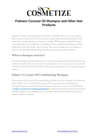 Palmers Coconut Oil Shampoo and Other Hair Products