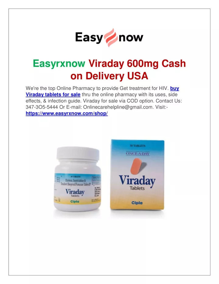 easyrxnow viraday 600mg cash on delivery usa